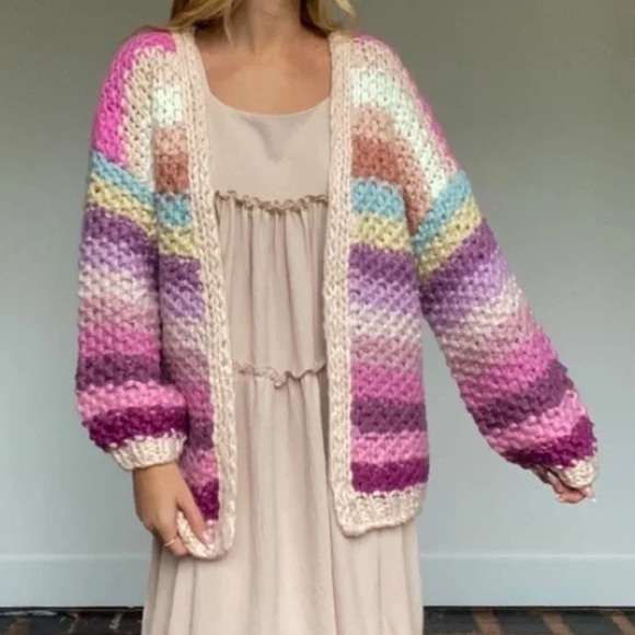 SAACHI Sweaters - SAACHI Mayflower Stripe Crochet Cardigan